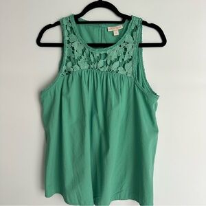 NWOT Knox Rose Green Sleeveless Tank Top with Embellished Neckline Size M